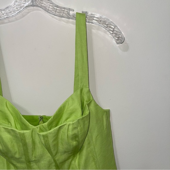 NICHOLAS MAKENNA DROP WAIST CORSET LINEN MIDI DRESS - LIME - Picture 10 of 10